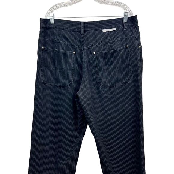 Marc Buchanan Exclusive Collection Mens Pants Tapered Stripe Black Flat Front 38 - Picture 7 of 8